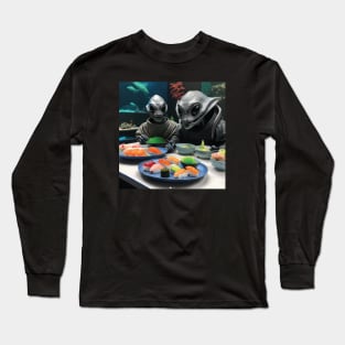 Aliens Enjoying Sushi Long Sleeve T-Shirt